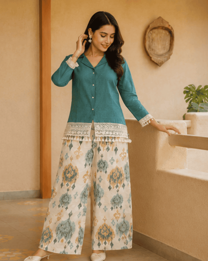 Women's Blue Cotton Co-Ord Set | Casual & Stylish Outfit