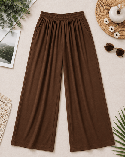 Women's Ivory Wide-Leg Trousers | Premium Everyday Pants