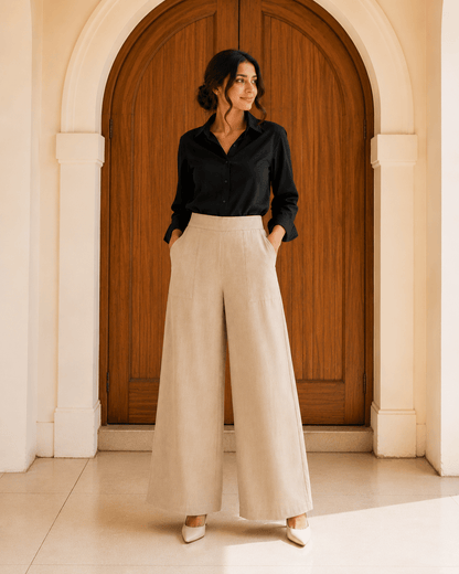 Women's Linen Blend Wide-Leg Pants | Premium Everyday Trousers