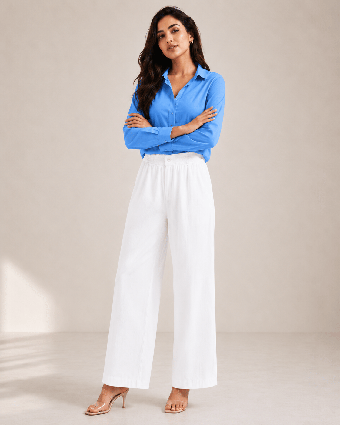 Women's Cotton Linen Blend Wide-Leg Pants