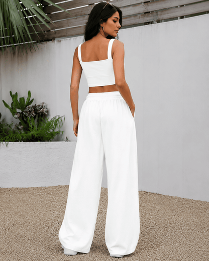 Women's Ivory Wide-Leg Trousers | Premium Everyday Pants