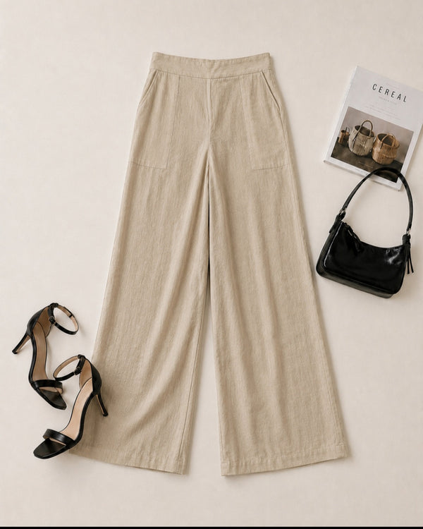 Women's Linen Blend Wide-Leg Pants | Premium Everyday Trousers