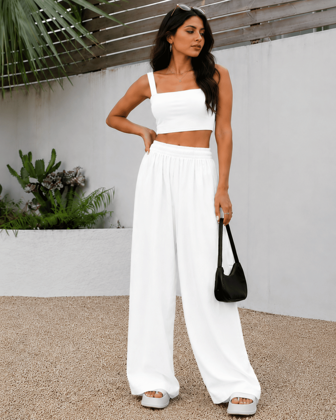 Women's Ivory Wide-Leg Trousers | Premium Everyday Pants