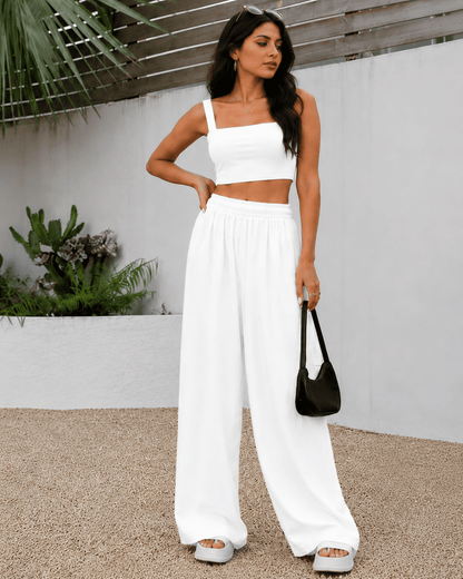 Women's Ivory Wide-Leg Trousers | Premium Everyday Pants