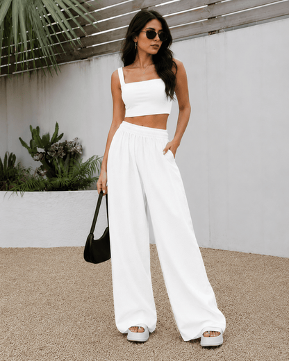 Women's Ivory Wide-Leg Trousers | Premium Everyday Pants