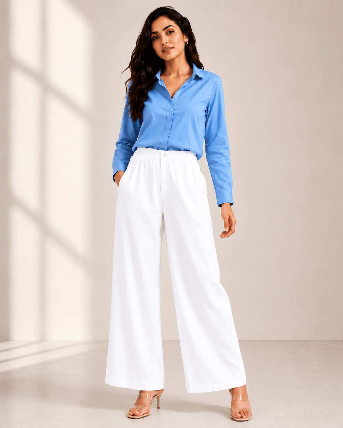 Women's Cotton Linen Blend Wide-Leg Pants