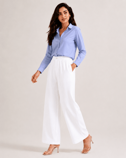 Women's Cotton Linen Blend Wide-Leg Pants