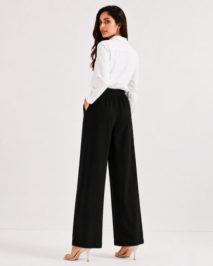 Women's Cotton Linen Blend Wide-Leg Pants