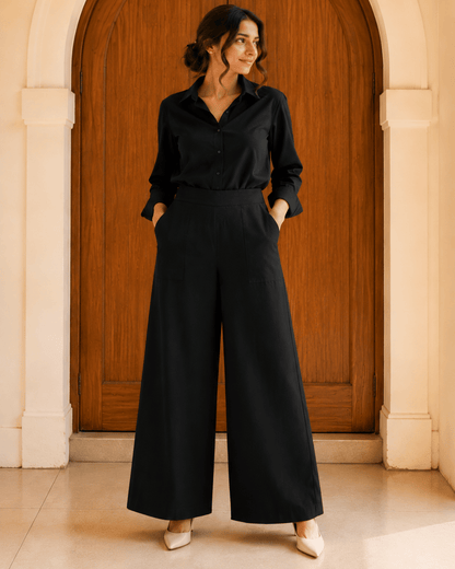 Women's Linen Blend Wide-Leg Pants | Premium Everyday Trousers