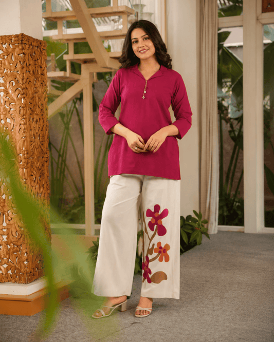 Women Pink Cotton Co-ord Set | Stylish Casual Set