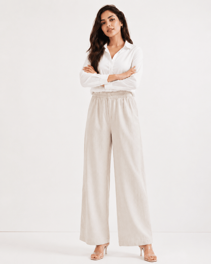Women's Cotton Linen Blend Wide-Leg Pants