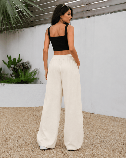 Women's Ivory Wide-Leg Trousers | Premium Everyday Pants
