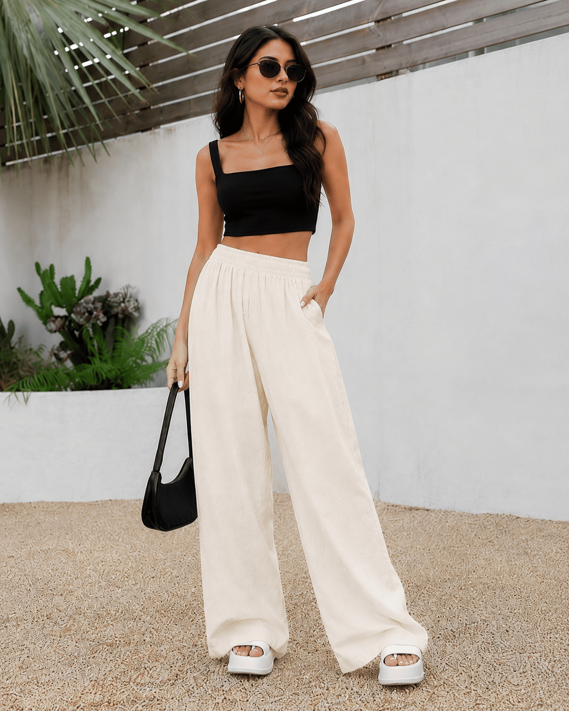 Women's Ivory Wide-Leg Trousers | Premium Everyday Pants