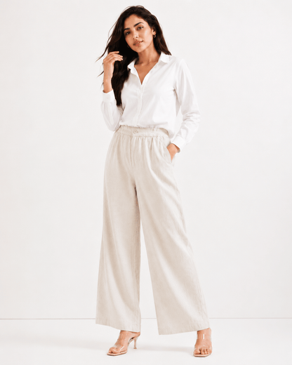 Women's Cotton Linen Blend Wide-Leg Pants