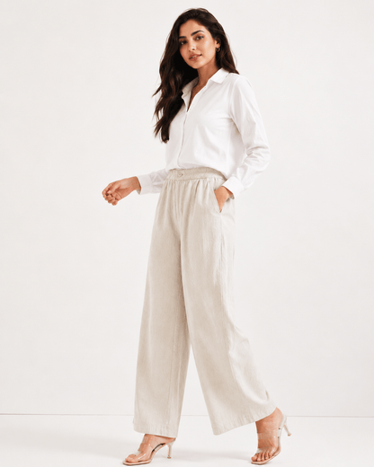 Women's Cotton Linen Blend Wide-Leg Pants