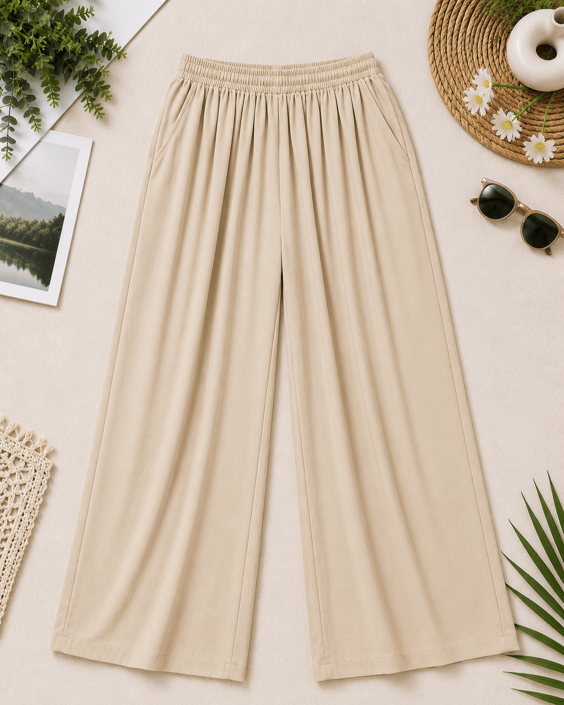 Women's Ivory Wide-Leg Trousers | Premium Everyday Pants