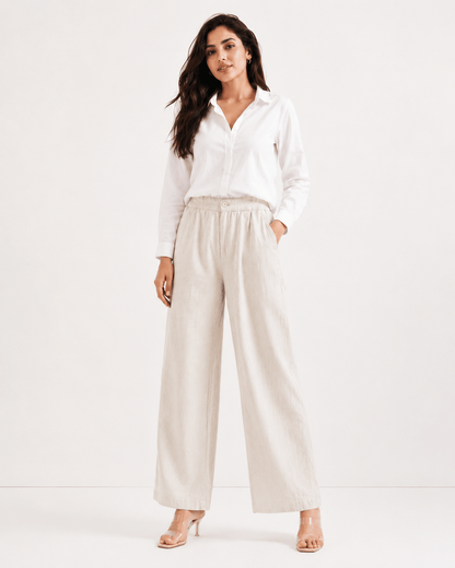 Women's Cotton Linen Blend Wide-Leg Pants