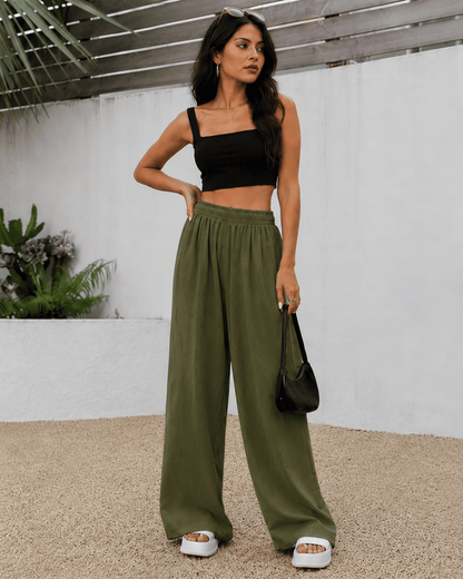Women's Ivory Wide-Leg Trousers | Premium Everyday Pants