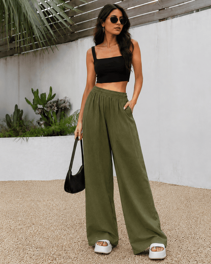 Women's Ivory Wide-Leg Trousers | Premium Everyday Pants