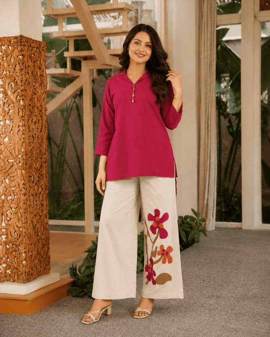 Women Pink Cotton Co-ord Set | Stylish Casual Set