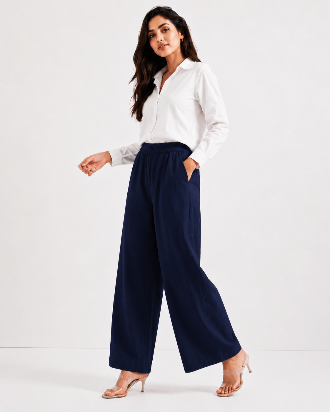 Women's Cotton Linen Blend Wide-Leg Pants