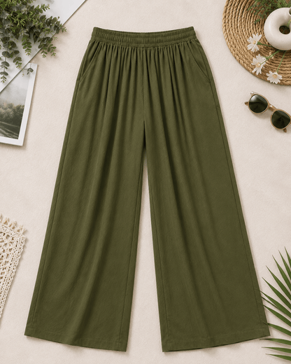 Women's Ivory Wide-Leg Trousers | Premium Everyday Pants
