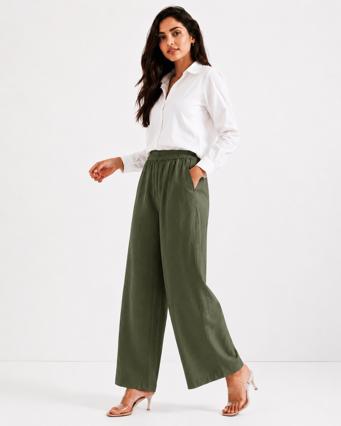 Women's Cotton Linen Blend Wide-Leg Pants