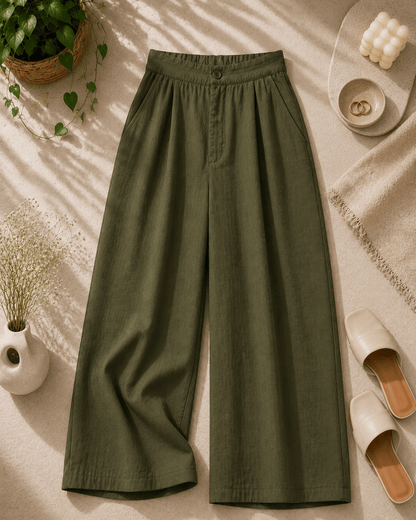 Women's Cotton Linen Blend Wide-Leg Pants