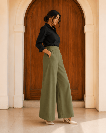 Women's Linen Blend Wide-Leg Pants | Premium Everyday Trousers