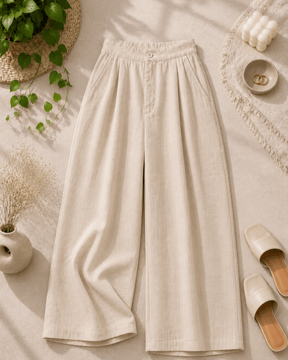 Women's Cotton Linen Blend Wide-Leg Pants