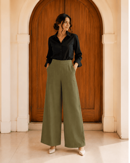 Women's Linen Blend Wide-Leg Pants | Premium Everyday Trousers