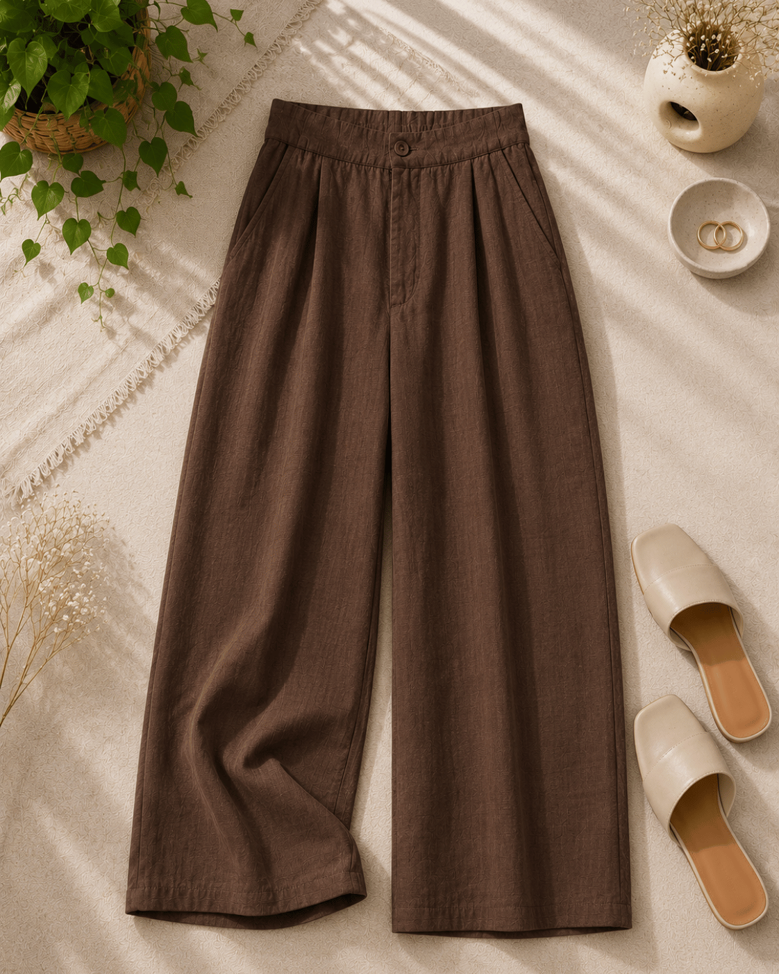 Women's Cotton Linen Blend Wide-Leg Pants