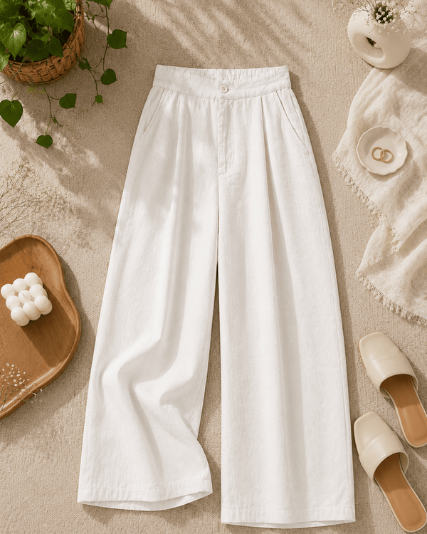 Women's Cotton Linen Blend Wide-Leg Pants