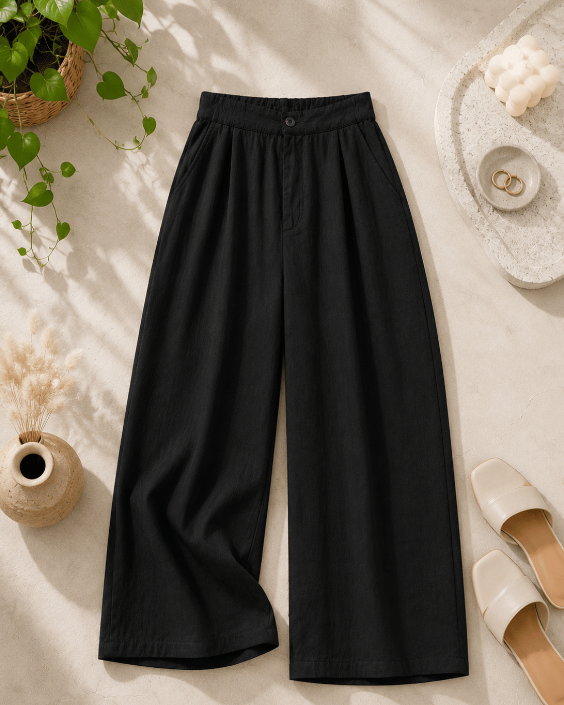 Women's Cotton Linen Blend Wide-Leg Pants