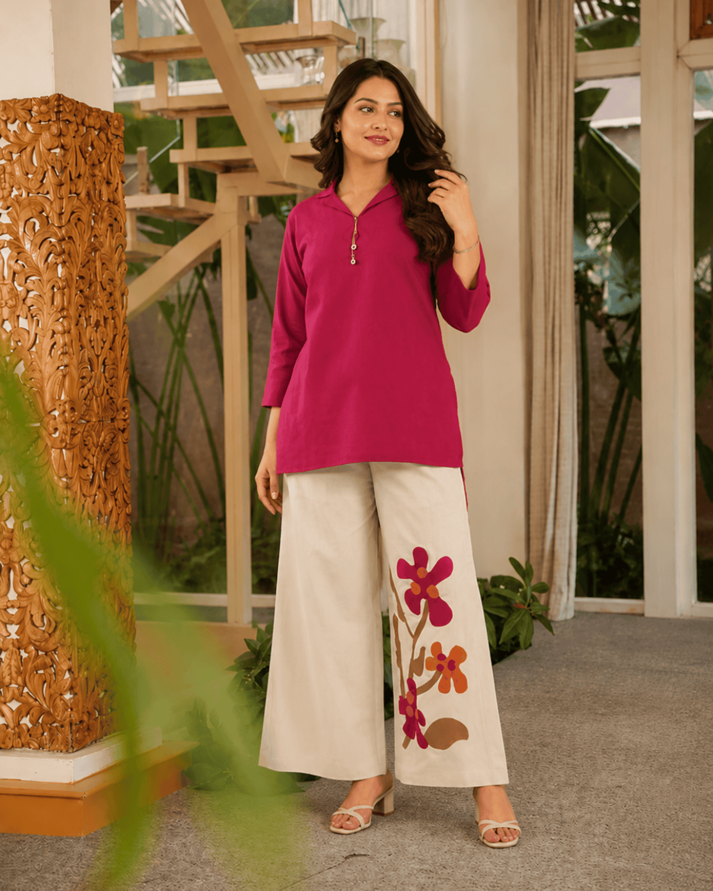 Women Pink Cotton Co-ord Set | Stylish Casual Set