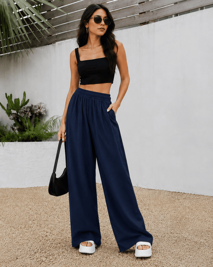 Women's Ivory Wide-Leg Trousers | Premium Everyday Pants