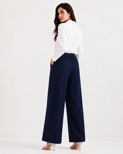 Women's Cotton Linen Blend Wide-Leg Pants