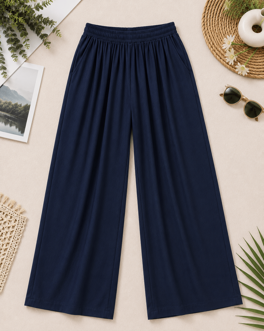 Women's Ivory Wide-Leg Trousers | Premium Everyday Pants
