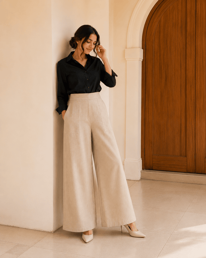 Women's Linen Blend Wide-Leg Pants | Premium Everyday Trousers